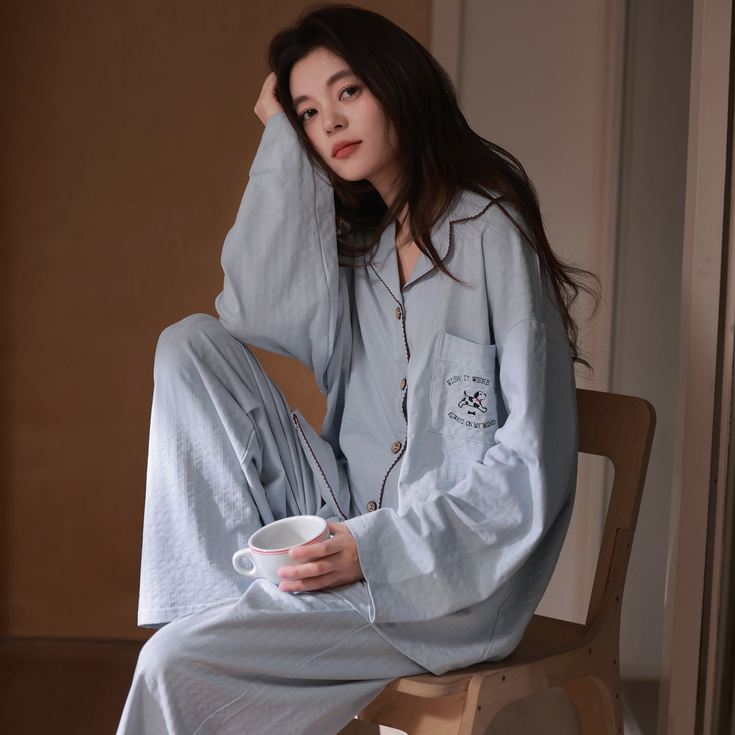 马克公主睡衣女春秋新款可爱小狗柔软纯棉卡通可外穿高级感家居服