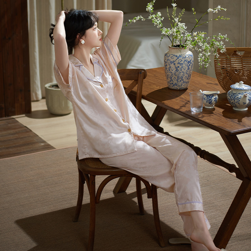 马克公主睡衣女夏冰丝少女粉短袖