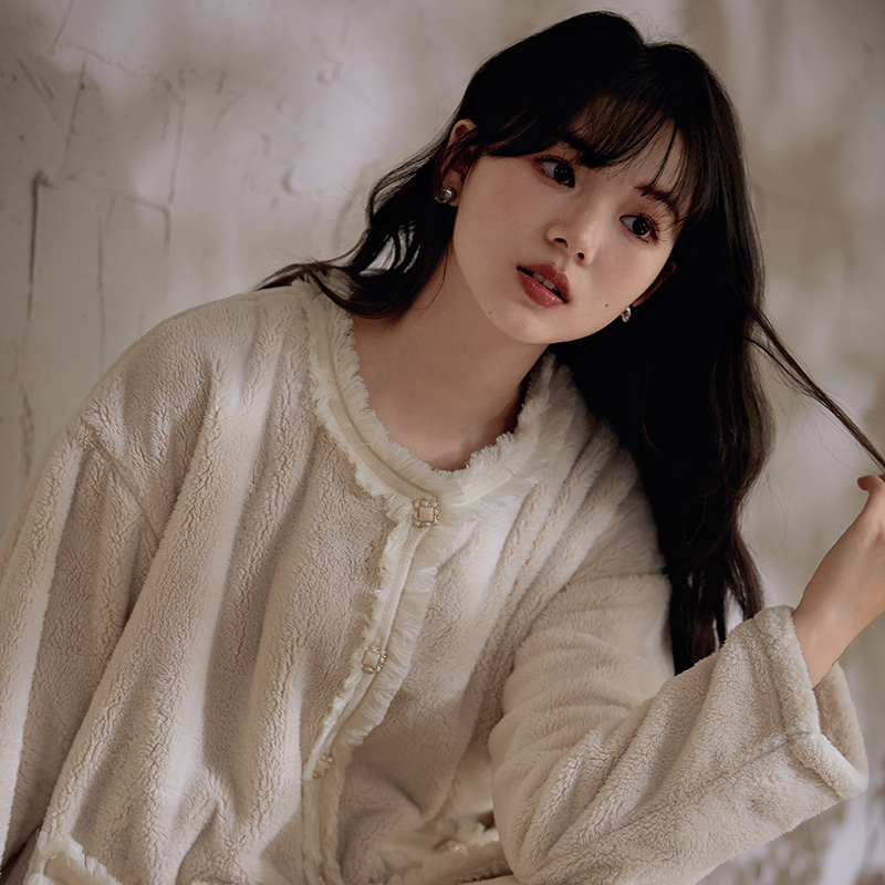 美舒绒睡衣女秋冬款保暖甜美流苏