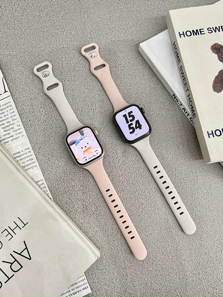 适用applewatch10手表表带s9苹果watch7 液态硅胶iwatch8手表带ultra2拼色s6/5/4/3女款小众撞色创意个性配件