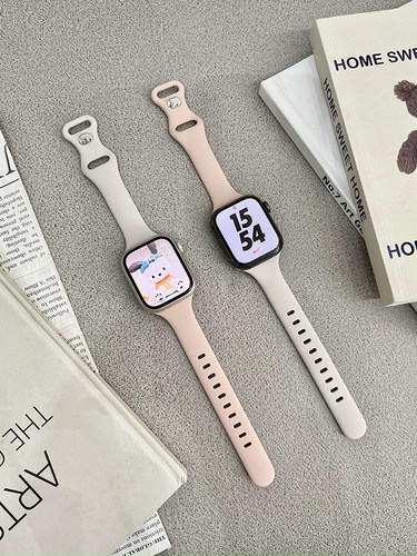 适用applewatch10手表表带s9苹果watch7 液态硅胶iwatch8手表带ultra2拼色s6/5/4/3女款小众撞色创意个性配件