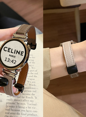 适用华为gt6表带gt5女款撞色gt4双钉磁吸watch5/4手表带gs3i荔枝纹真皮质女生秋冬新款专用41mm高级智能运动