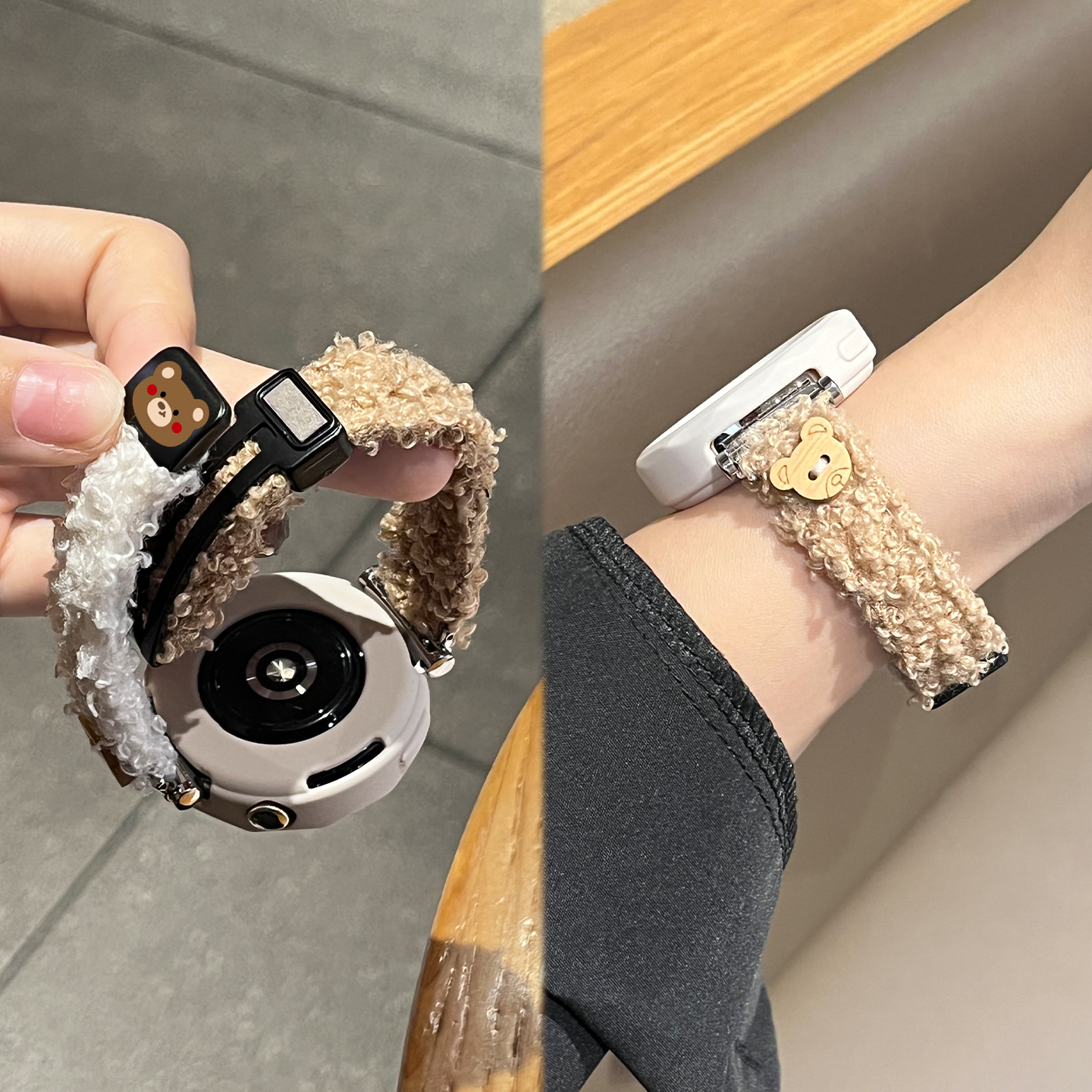 适用于oppo watch X2表带x2mini新品摇粒绒猫手表4Pro智能运动腕带watch S小熊磁吸扣2/3高级感XL秋冬季配件