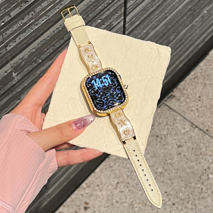 秋冬季 适用于小米手环9pro表带爱心星星新款 时尚 4高级感XL金属女款 8pro皮质红米手表6运动智能腕带redmi5