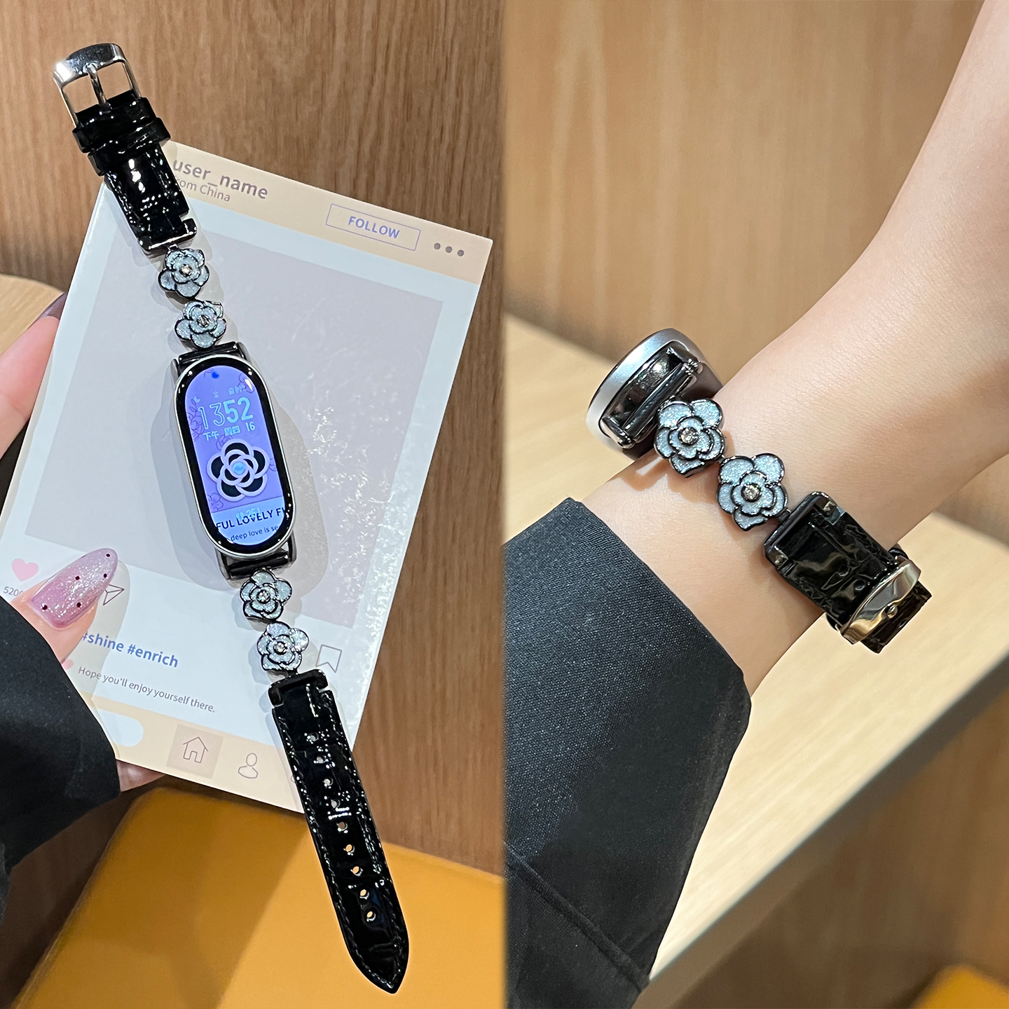 适用小米手环10表带9手表8新款山茶花系列腕带7nfc女生金属真皮质陶瓷版运动智能手链6男女款5秋冬季JY高级感