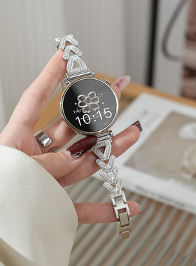 适用佳明lily2表带venu sq2/3S/2puls/2S/Move Trend/Active5手表Garmin运动女生18/14mm快拆镶钻金属链腕带