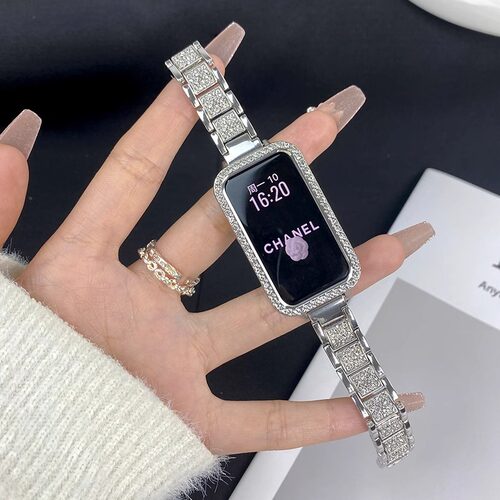 适用华为手环10表带新款满天星女生士11/11Pro腕带HUAWEIband987百搭三珠镶钻式ins荣耀10快拆接口替换配件夏