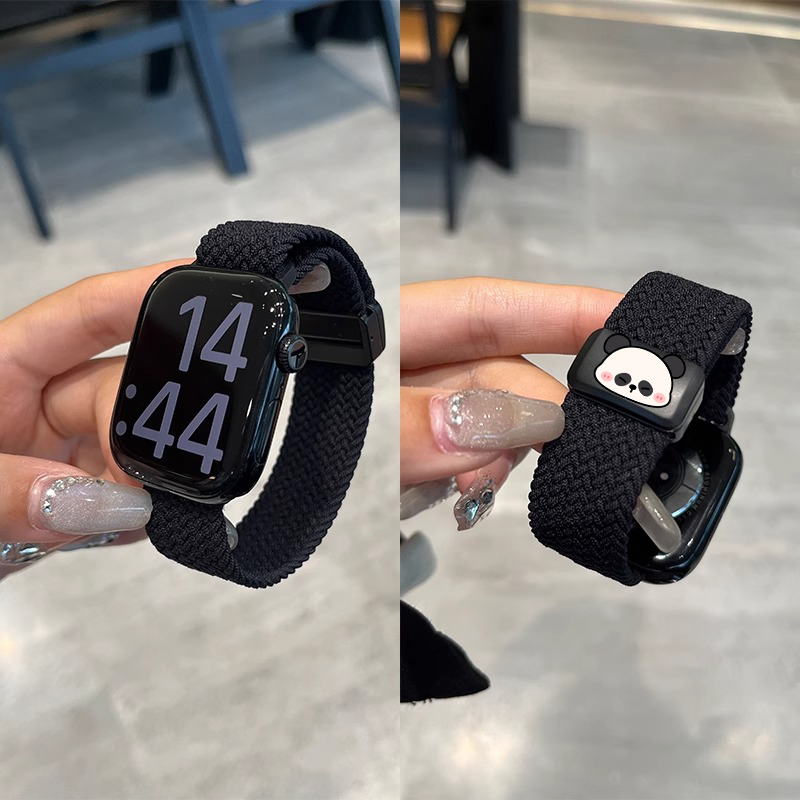 适用苹果手表表带s10新款女式iwatchS11尼龙磁吸applewatchS9智能运动编织女士s8男女款se创意7秋冬高级感JY