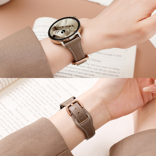 适用三星watch7表带Galaxy watch6/5pro/4手表S3真皮女款classic新款智能三星运动20mm小众秋冬女快拆手表带