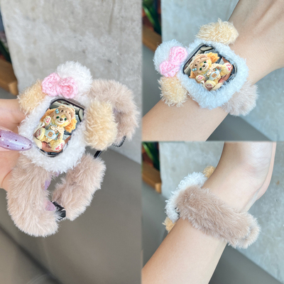 【甜心饼饼】适用小米手环9pro表带女生8pro高级感女款7PRO可爱卡通毛绒保护壳套新款红米watch6/5男JY秋冬季