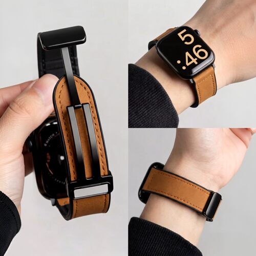 适用华为fit4表带watch fit5pro/5手表带4pro疯马纹皮质男款4新款3高级女磁吸折叠扣运动智能透气硅胶jw夏季