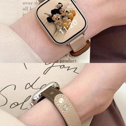 适用华为fit4手表表带新款watch4pro/3反扣超纤真皮质腕带运动智能手环FIT2/1活力雅致版男女生拼色夏ins