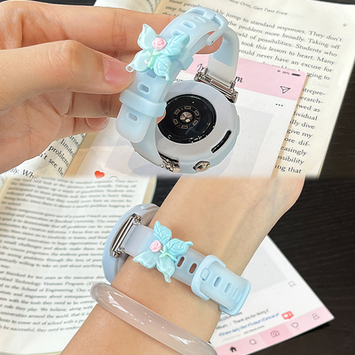 适用于华为gt5表带GT4新款硅胶watch5智能运动手表gt5pro蝴蝶女士watch4/3腕带荣耀fit保护套壳XL夏季配件
