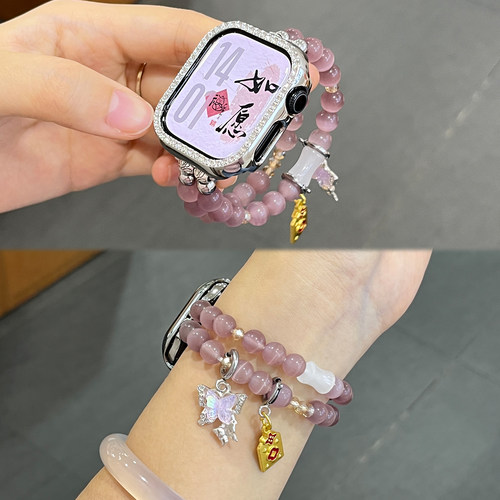适用华为fit4手表表带watch fit3系列新款FIT4/5Pro挂件串珠智能电子腕表保护壳套fit2/1代女款JY夏高级