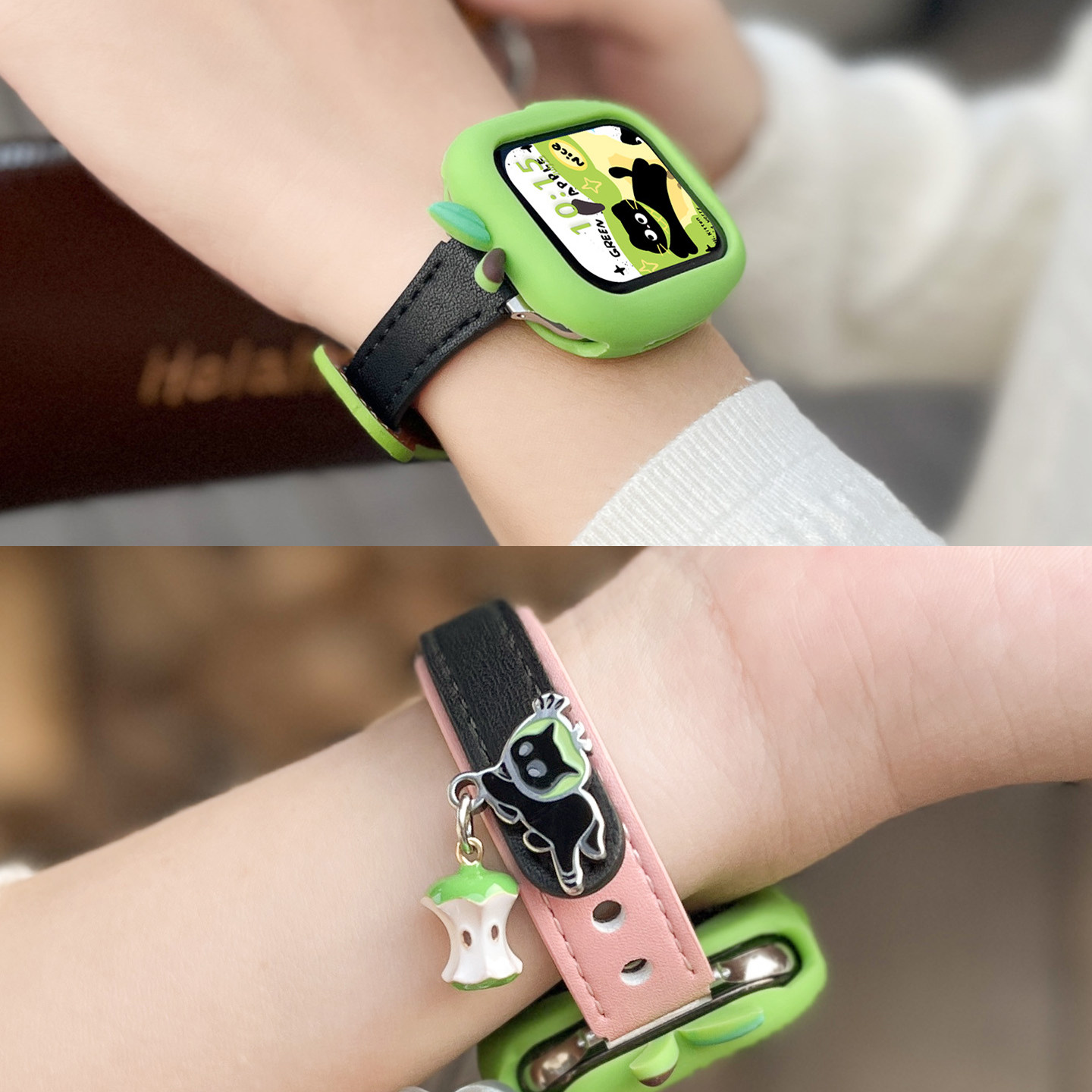 新品适用iwatch苹果手表表带s11真皮质s10可爱苹果猫咪智能腕表AppleWatchS9男女款s8保护壳套高级感JY秋冬季,智能设备,智能手表手环表带/腕带,淘宝优惠券,粉丝福利购,淘宝优惠卷