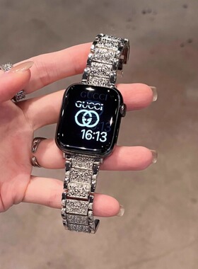 适用小米手环9Pro表带新款手表10满钻女士金属智能运动8Pro腕带时尚创意红米watch6/5女生陶瓷高级手链带夏