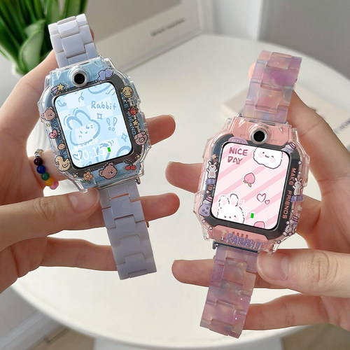 幻彩人鱼粉适用小天才z6s电话手表表带z10/z9/z8/z7/z6/z5新款腕带q2a/d3/Q1C/Y05表链男女孩儿童保护外壳膜