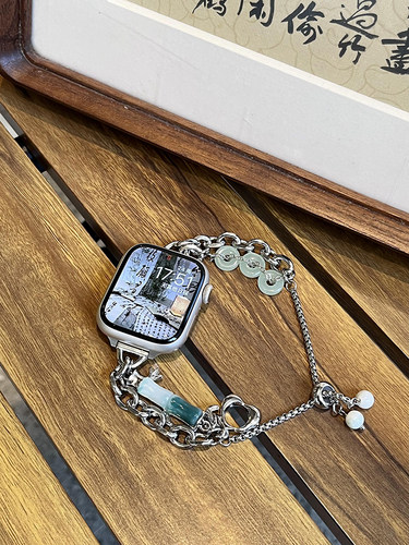 适用oppowatch3表带x3新中式watchX链条se玉竹OPPO手表4pro手链式珍珠watch3/2代串珠夏季女款透气高级创意