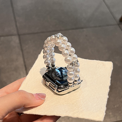 适用小米手环9Pro表带昣株花朵手表8/7Pro新款串珠镶钻女生腕带链智能手环红米watch6/5女款JY高级感透气配件