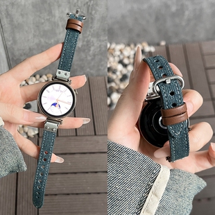 适用华为gt6手表GT5表带watchgt4女士watch5/4pro牛仔帆布gt2新款41mm夏季2e智能18mm专用男女款荣耀gs4腕带