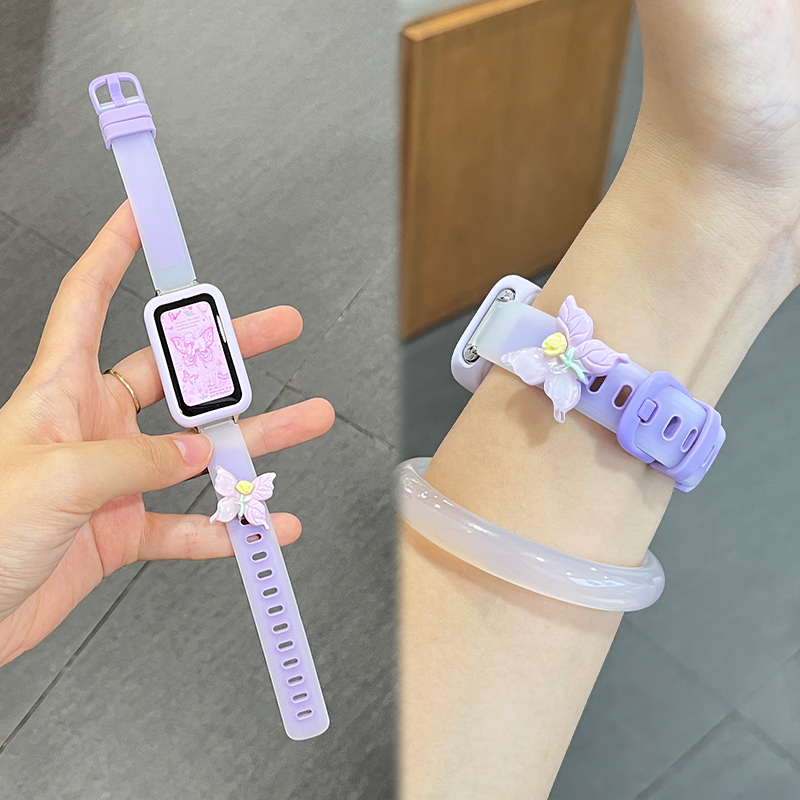 适用于华为手环10表带手表band9/8新款蝴蝶硅胶7nfc运动智能6代高级感荣耀10女生保护套壳7pro舒适XL透气腕带