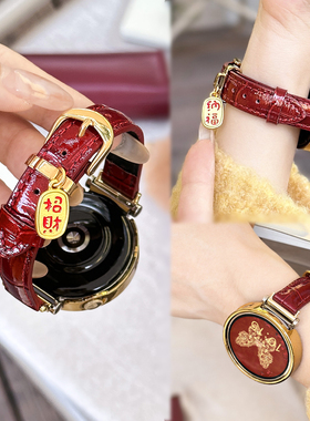 【招财纳福】适用于华为gt6表带新年红watch5竹节纹真皮女款时尚gt5Pro手腕带YS运动智能荣耀手表5Pro定制冬