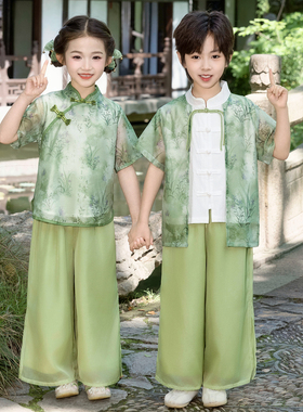 六一儿童演出服汉服男童女童唐装国风幼儿园小学生古装舞蹈服装