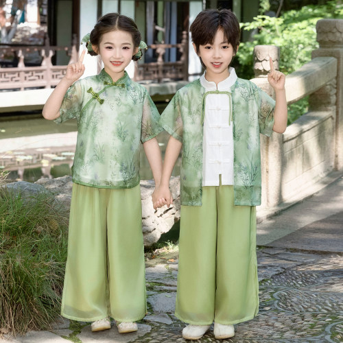 六一儿童演出服汉服男童女童唐装国风幼儿园小学生古装舞蹈服装