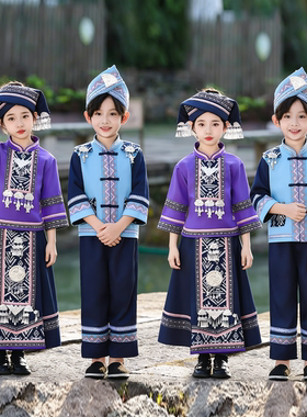 三月三广西壮族服装儿童男女童少数民族服饰节日活动表演演出服饰