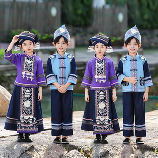 三月三广西壮族服装儿童男女童少数民族服饰节日活动表演演出服饰
