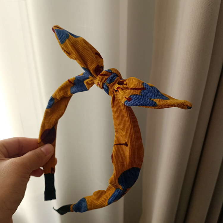 正品韩国制造 儿童发饰品女孩宝宝头箍 条绒布艺软丝兔子耳朵头箍