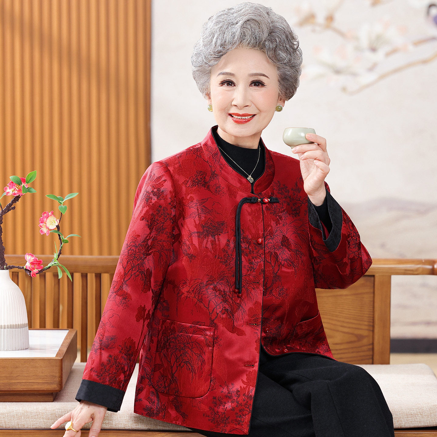 恒源祥奶奶春秋外套婚礼上衣