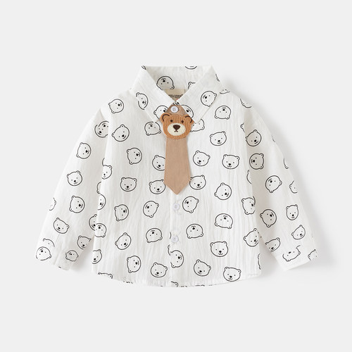 wellkids男童长袖衬衫翻领