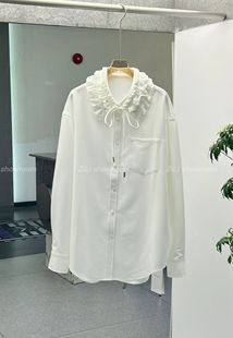 可拆卸荷叶边领白衬衫 霓雀无界 秋冬气质通勤百搭上衣 FAE