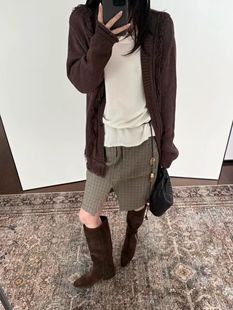 挑孔流苏针织开衫 霓雀无界 慵懒风2025年冬休闲毛衣外套 FAE