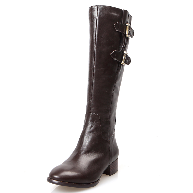 2019秋冬真皮头层牛皮装饰高筒靴