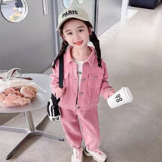 女童冬装外套新款韩版儿童灯芯绒套装