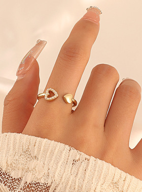 女式锌合金韩版爱心戒指