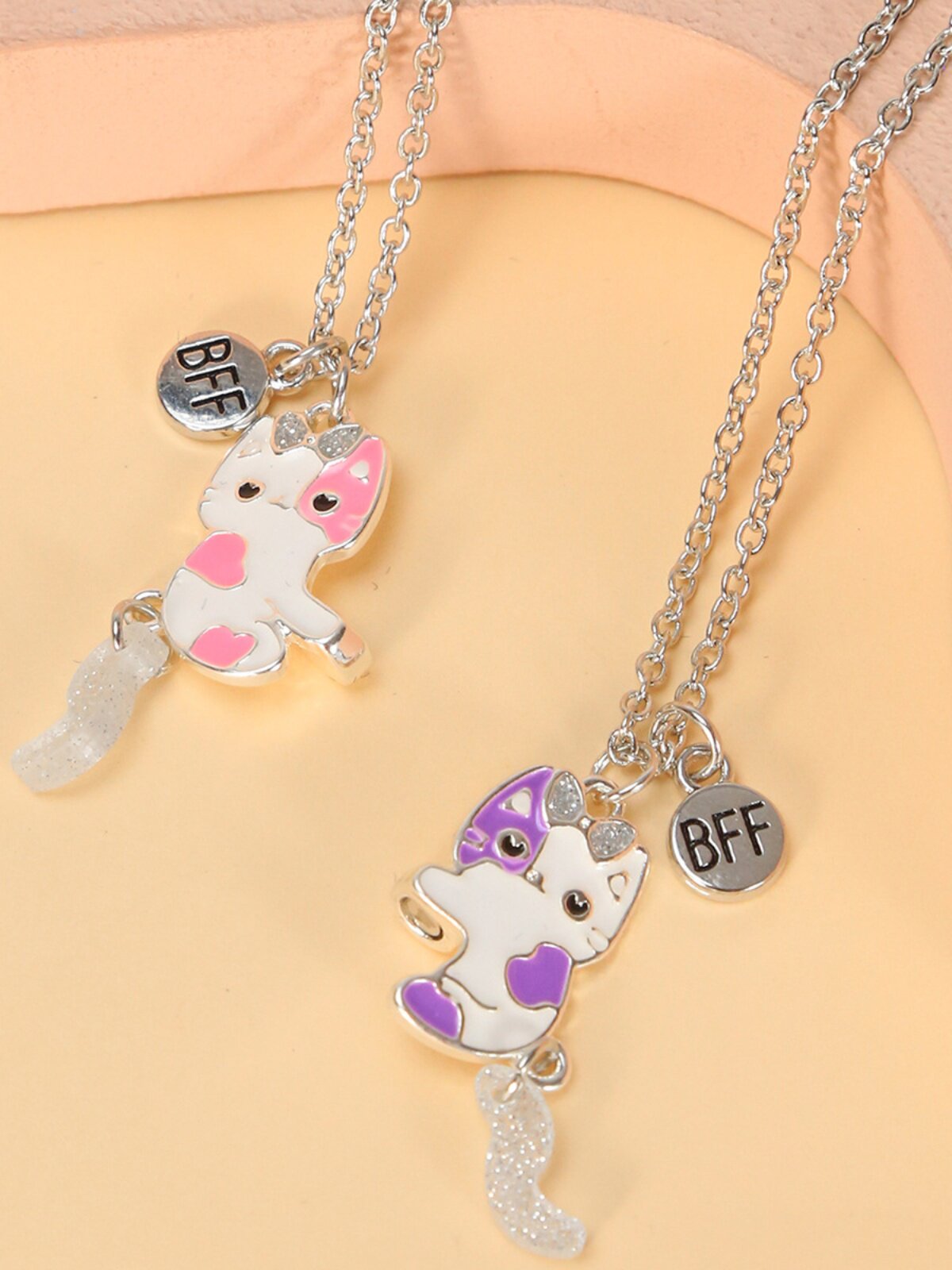 한국어 새 고양이 목걸이 BEST FRIENDS 좋은 친구는 BFF 어린이의 가장 친한 친구 우정 펜던트를 자기적으로 끌어들일 수 있습니다