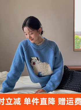 【enfp毛绒小狗】韩系立体蝴蝶结毛衣冬季针织衫上衣女j281b