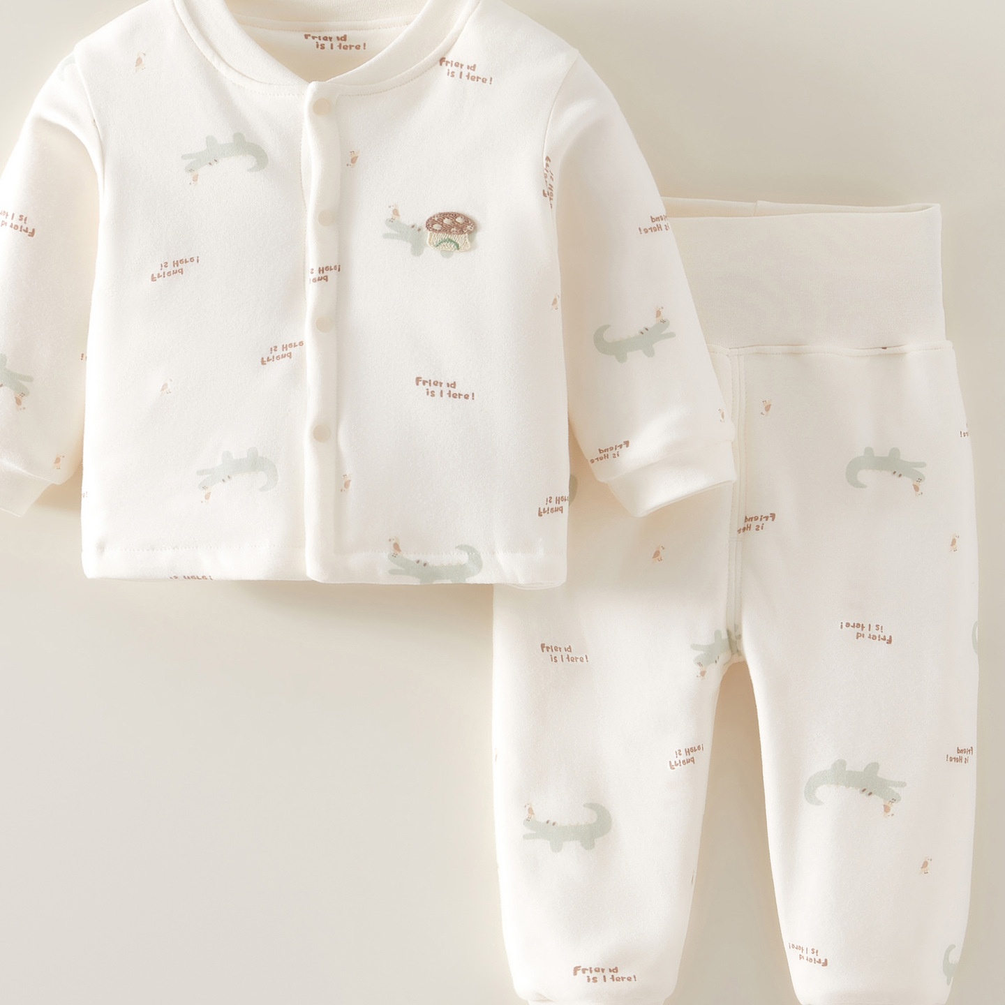 婴儿睡衣内衣纯棉冬季高腰护肚薄棉分体套装婴儿衣服宝宝秋衣秋裤