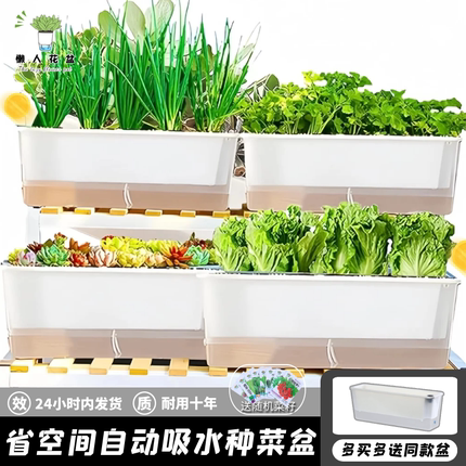 阳台种菜盆超窄边蔬菜种植家专用箱窗沿长方形多肉自吸水懒人花盆