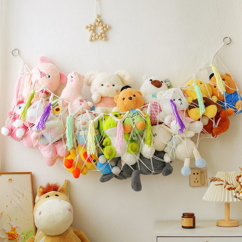 娃娃收纳墙上墙面大容量网兜床头