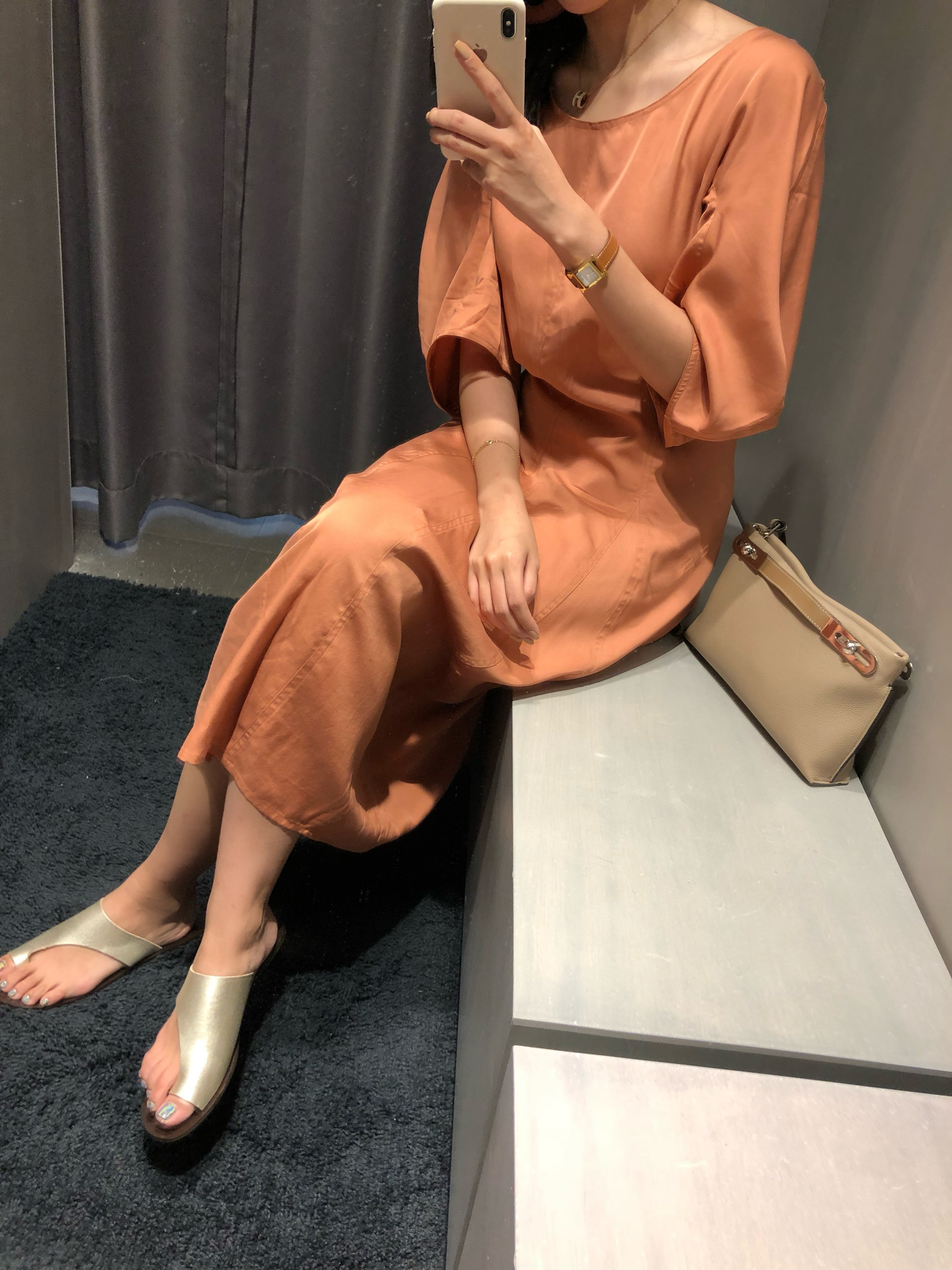 【特价不退换】24夏款 法式复古收腰天丝显瘦泡泡袖连衣裙长裙女