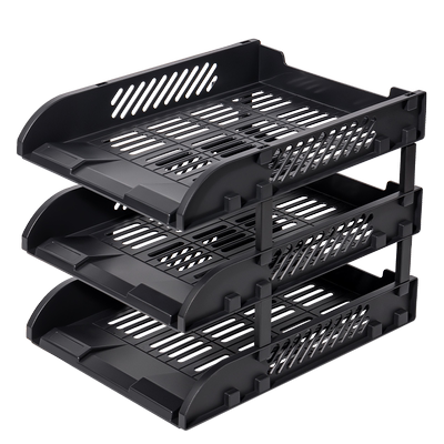 新品得力9217ES文件盘三层塑料可拆卸文件框A4资料收纳盒桌面办公整理分类文件盘书架办公用品