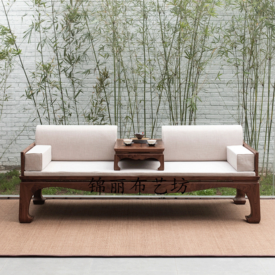 定做乳胶垫亚麻罗汉床坐垫