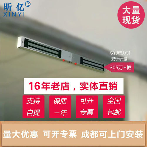 昕亿280kg门禁磁吸玻璃防盗双门