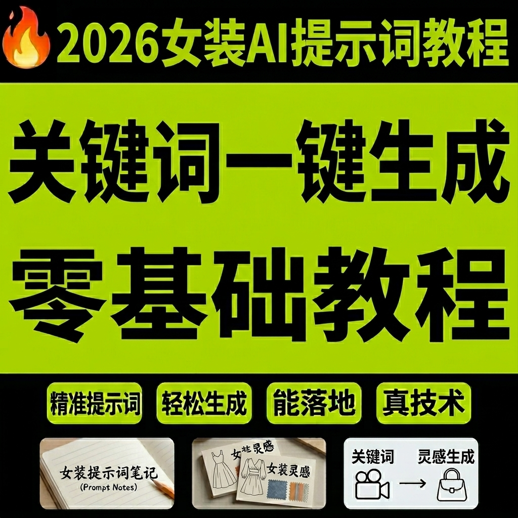 2026女装AI提示词教程关键词一键生成零基础教程