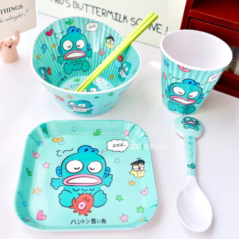 丑鱼碗人鱼汉顿干饭碗三丽鸥汤碗丑鱼餐具套装丑鱼汉顿仿瓷饭碗