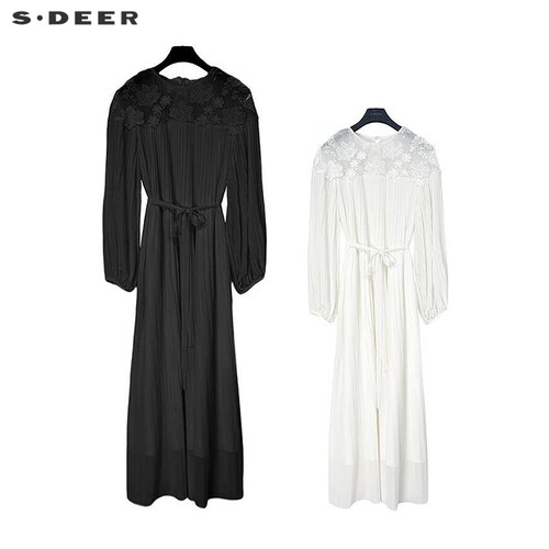 【一一粉丝专享】复古圆领绣花收腰肌理连衣裙S243Z1287